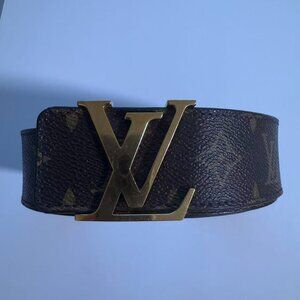 Louis Vuitton M9608 Belt Monogram Sancheur LV Logo Buckle Brown Size 95/38